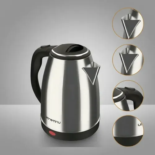 Chaleira elétrica em aço inox 1,8 litros 1200W Unitermi Atacama com base de aquecimento