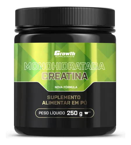 Pote de Creatina Monohidratada 100% pura 250g da Growth Supplements sem sabor