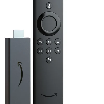 Dongle Amazon Fire TV Stick HD preto conectado via HDMI com controle remoto por voz Alexa