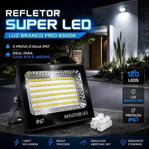 Kit com 2 refletores holofotes Super LED 400W à prova d'água IP67 6500K