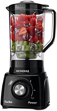 Liquidificador Mondial Turbo Power 550W preto com copo de 2.2 litros e lâmina de aço inox