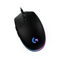 Mouse Gamer Logitech G203 LIGHTSYNC RGB preto com iluminação lateral em gradiente