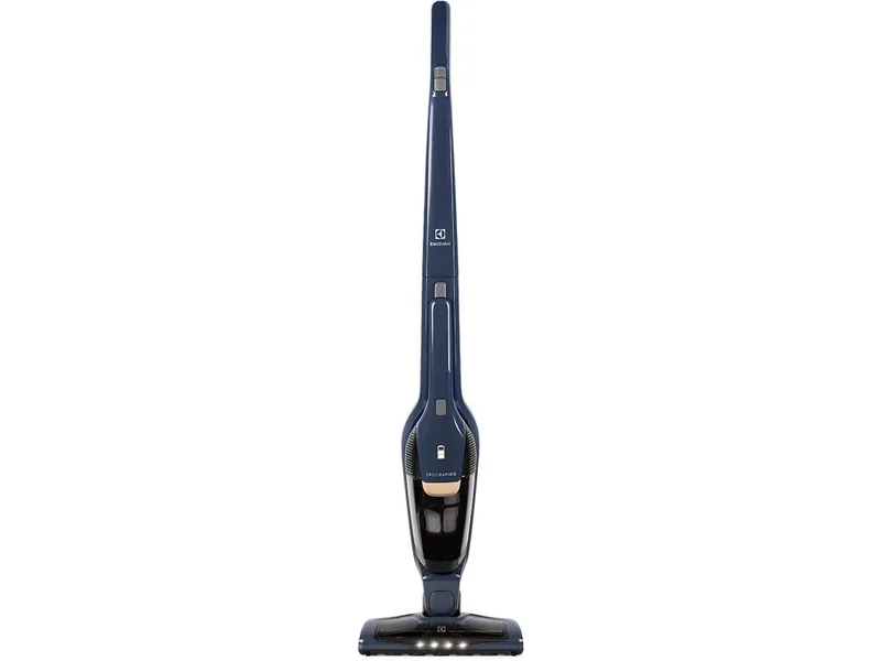 Exemplo apresentado no guia: Aspirador de Pó vertical bateria Ergorapido 2 em 1 Electrolux 38 min base recarregamento luz frontal LED pedal limpeza facil da escova rotativa aspira capacidade 420Ml ERG25N Bivolt Azul