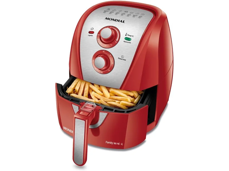Exemplo apresentado no guia: MONDIAL Fritadeira Sem Óleo Air Fryer 4L, Vermelho/Inox, 1500W, 110V - AFN-40-RI
