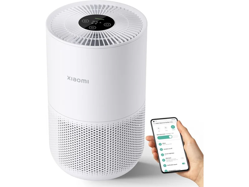 Xiaomi Purificador de ar Mi 4 compacto, verdadeiro sistema de filtro HEPA H13 de 3 estágios remove 99,97% dos poluentes tão pequenos quanto 0,3 mícrons, integração de casa inteligente, silencioso,