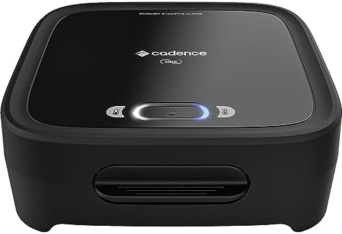 Sanduicheira elétrica Cadence Click com placas antiaderentes e acabamento preto moderno