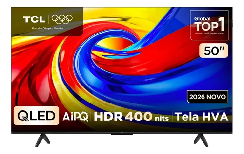 Smart TV 50 Polegadas QLED 4K TCL P7L com bordas finas e sistema Google TV